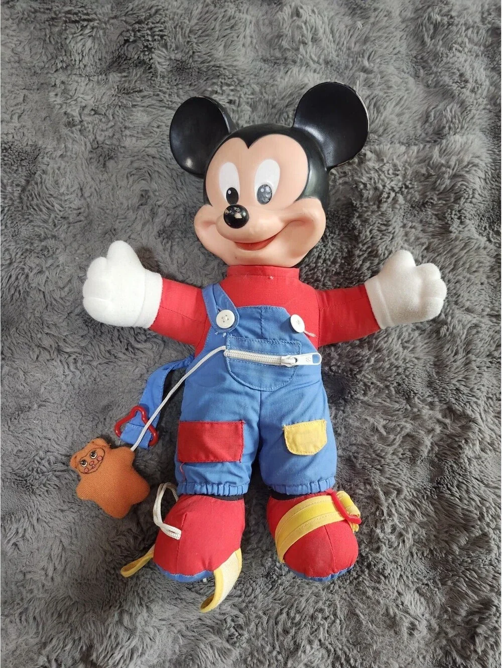 Vtg Mattel Walt Disney Mickey Mouse Learn To Dress Me Plush Soft Toy Plastic 15